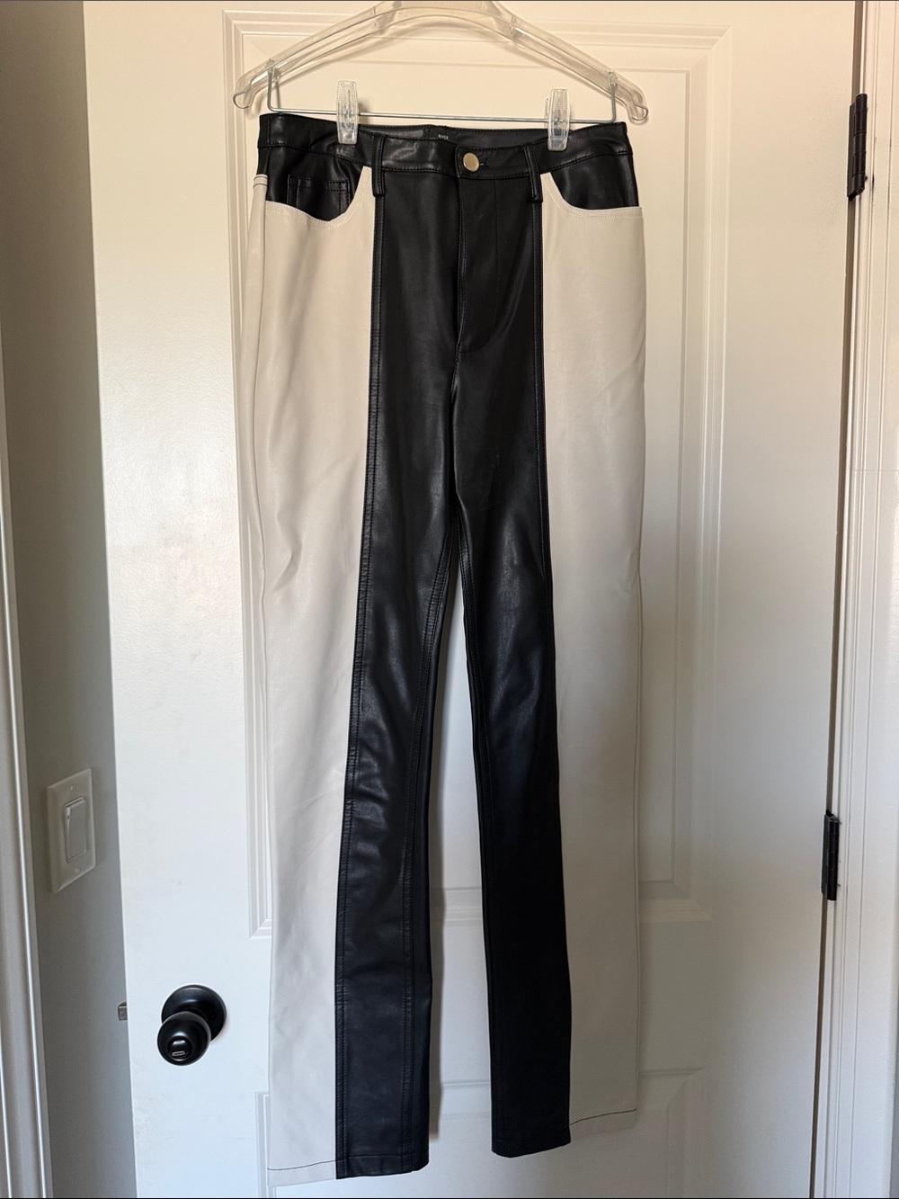 River Island Two-Tone Black and Cream Straight Leg Pants